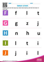 Letters that look similar uppercase to lowercase f to j